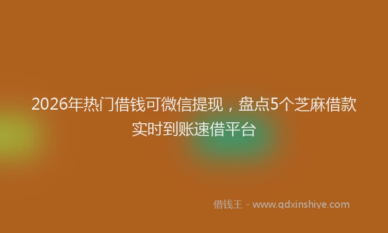 2026年热门借钱可微信提现，盘点5个芝麻借款实时到账速借平台