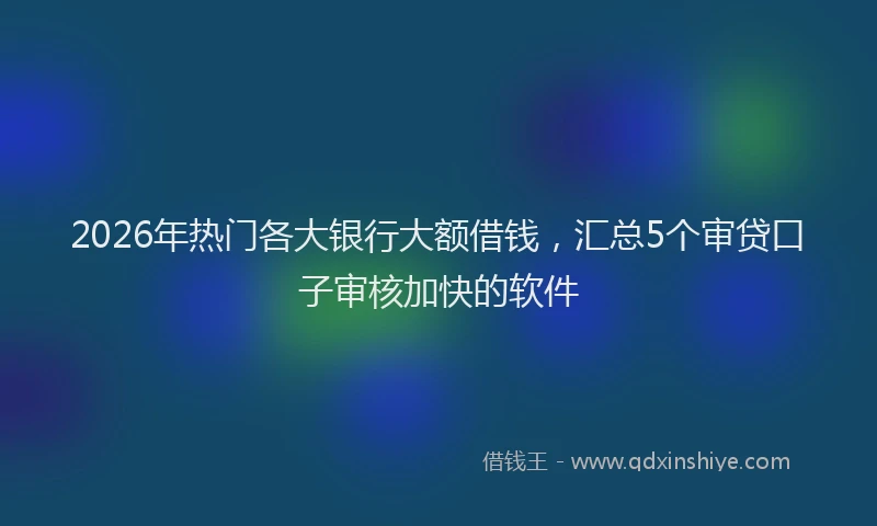 2026年热门各大银行大额借钱，汇总5个审贷口子审核加快的软件
