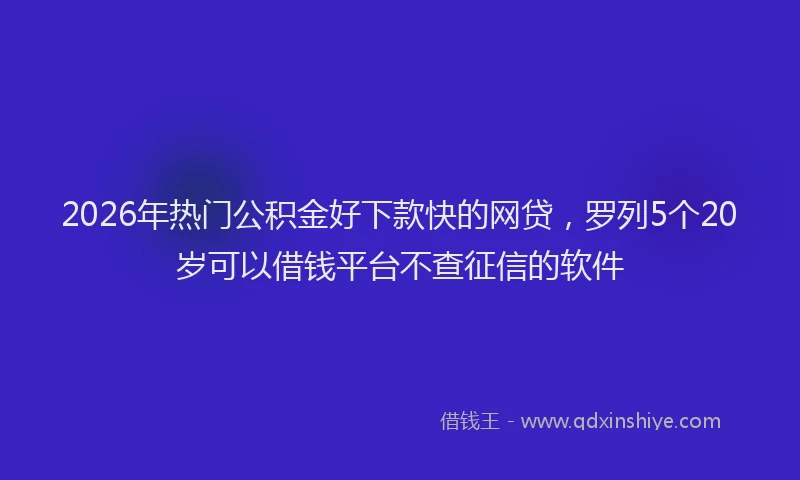 2026年热门公积金好下款快的网贷，罗列5个20岁可以借钱平台不查征信的软件