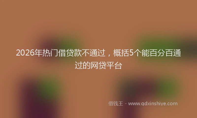 2026年热门借贷款不通过，概括5个能百分百通过的网贷平台
