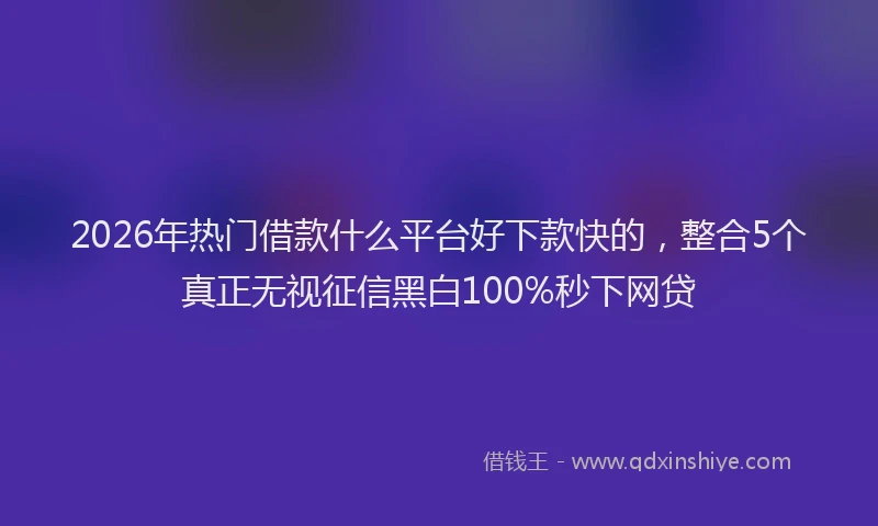 2026年热门借款什么平台好下款快的，整合5个真正无视征信黑白100%秒下网贷