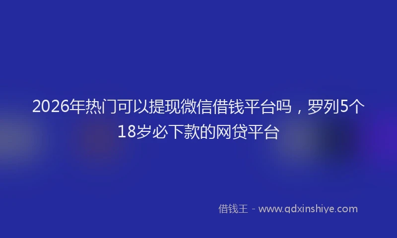 2026年热门可以提现微信借钱平台吗，罗列5个18岁必下款的网贷平台