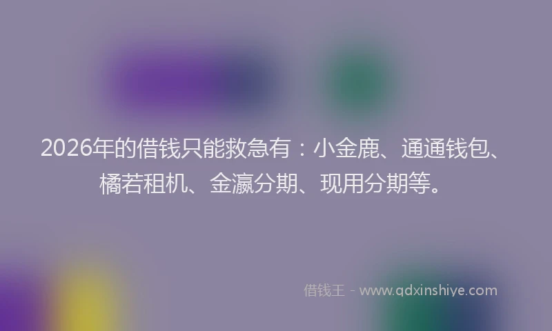 2026年的借钱只能救急有：小金鹿、通通钱包、橘若租机、金瀛分期、现用分期等。