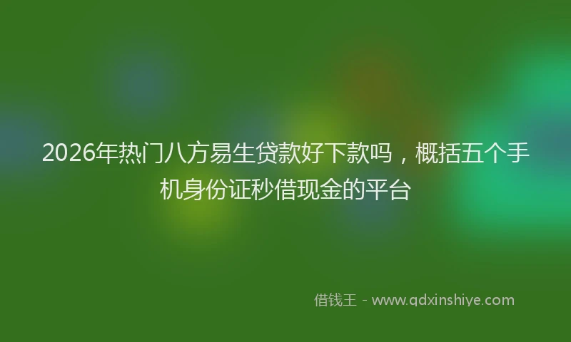 2026年热门八方易生贷款好下款吗，概括五个手机身份证秒借现金的平台