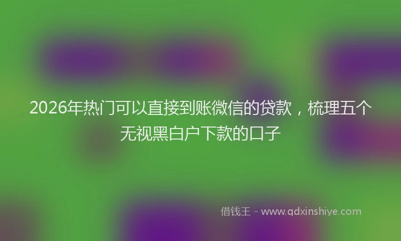 2026年热门可以直接到账微信的贷款，梳理五个无视黑白户下款的口子