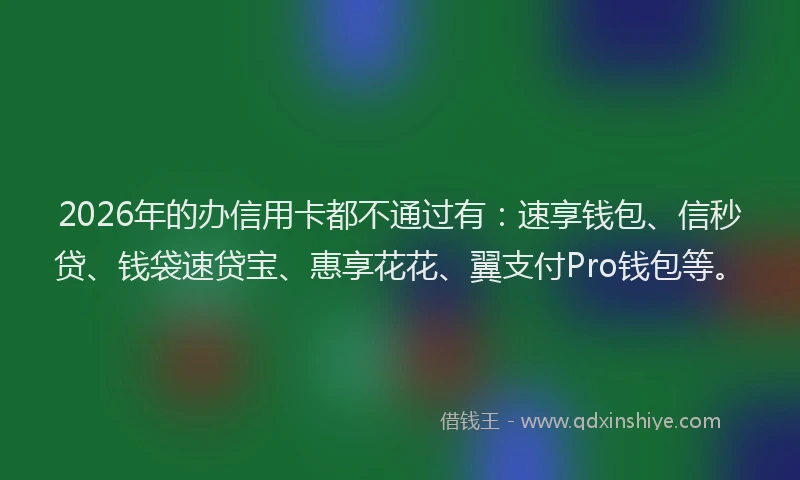 2026年的办信用卡都不通过有:速享钱包、信秒贷、钱袋速贷宝、惠享花花、翼支付Pro钱包等。