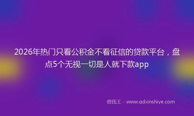 2026年热门只看公积金不看征信的贷款平台，盘点5个无视一切是人就下款app