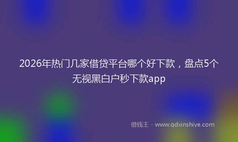 2026年热门几家借贷平台哪个好下款，盘点5个无视黑白户秒下款app