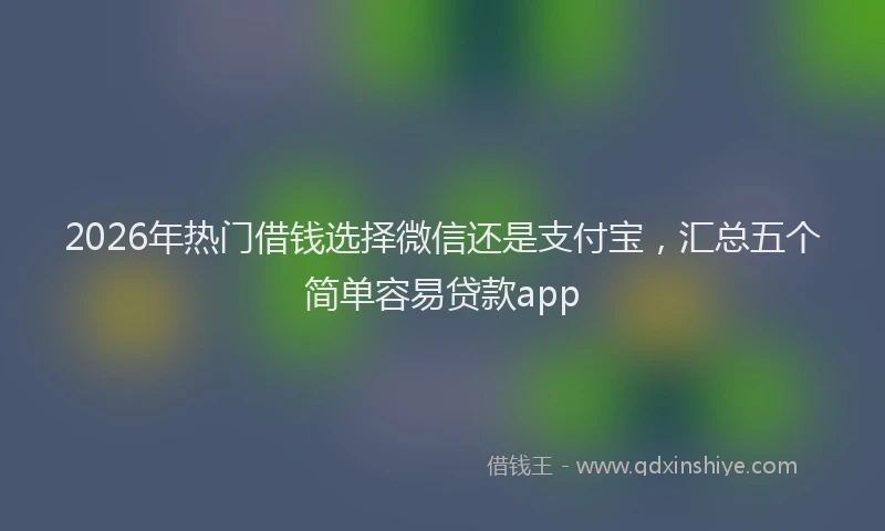 2026年热门借钱选择微信还是支付宝，汇总五个简单容易贷款app