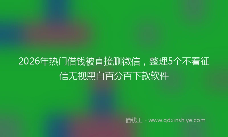 2026年热门借钱被直接删微信，整理5个不看征信无视黑白百分百下款软件
