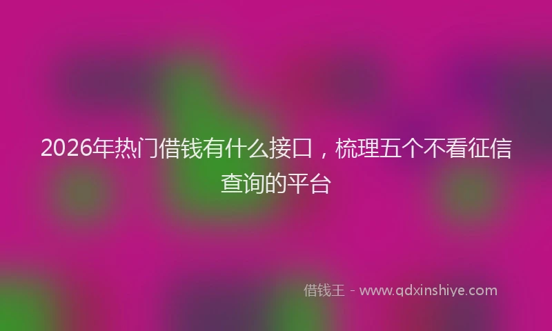 2026年热门借钱有什么接口，梳理五个不看征信查询的平台