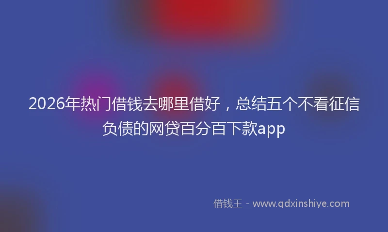 2026年热门借钱去哪里借好，总结五个不看征信负债的网贷百分百下款app