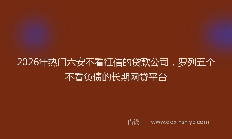 2026年热门六安不看征信的贷款公司，罗列五个不看负债的长期网贷平台
