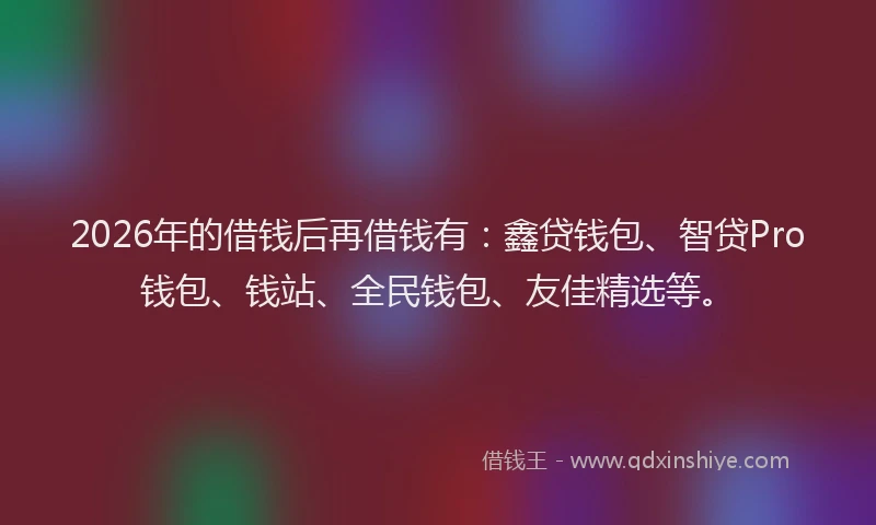 2026年的借钱后再借钱有：鑫贷钱包、智贷Pro钱包、钱站、全民钱包、友佳精选等。