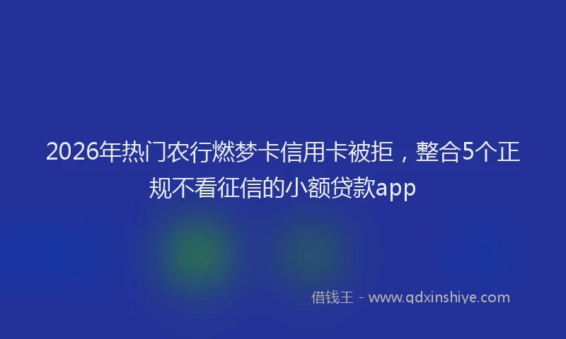2026年热门农行燃梦卡信用卡被拒，整合5个正规不看征信的小额贷款app