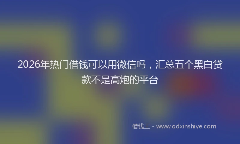 2026年热门借钱可以用微信吗，汇总五个黑白贷款不是高炮的平台