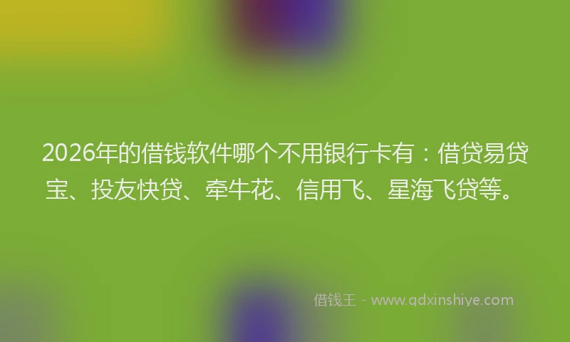 2026年的借钱软件哪个不用银行卡有：借贷易贷宝、投友快贷、牵牛花、信用飞、星海飞贷等。