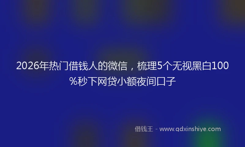 2026年热门借钱人的微信，梳理5个无视黑白100%秒下网贷小额夜间口子
