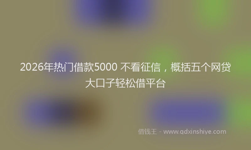2026年热门借款5000 不看征信，概括五个网贷大口子轻松借平台