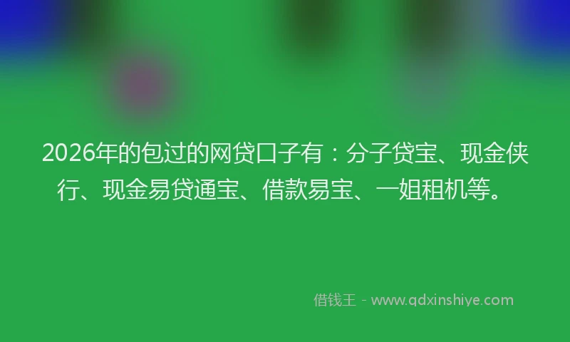 2026年的包过的网贷口子有：分子贷宝、现金侠行、现金易贷通宝、借款易宝、一姐租机等。