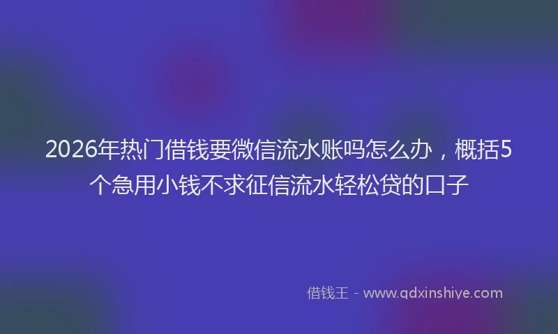 2026年热门借钱要微信流水账吗怎么办，概括5个急用小钱不求征信流水轻松贷的口子