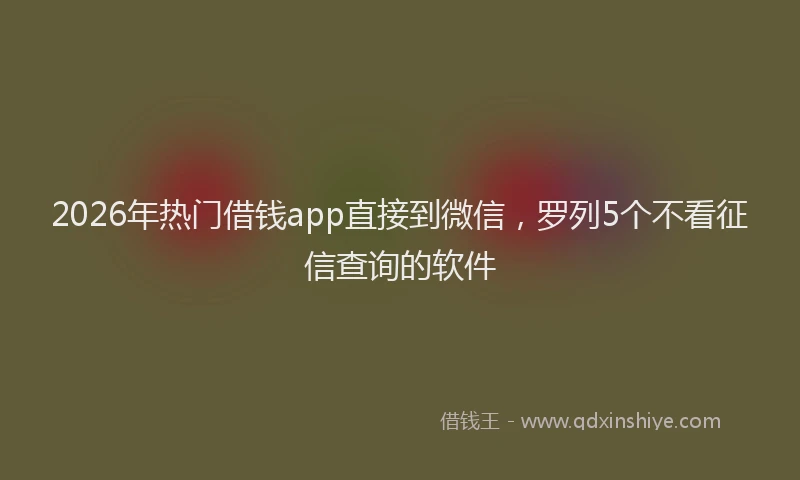2026年热门借钱app直接到微信，罗列5个不看征信查询的软件
