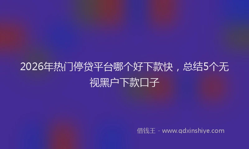 2026年热门停贷平台哪个好下款快，总结5个无视黑户下款口子
