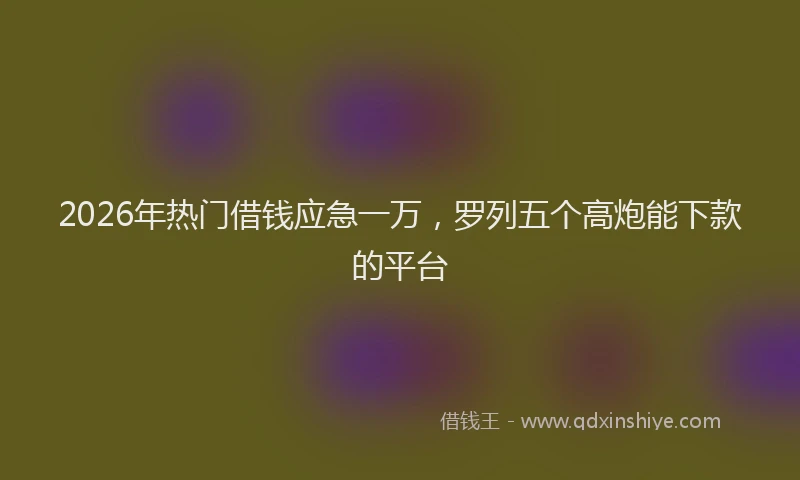 2026年热门借钱应急一万，罗列五个高炮能下款的平台