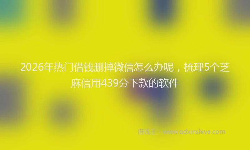 2026年热门借钱删掉微信怎么办呢，梳理5个芝麻信用439分下款的软件