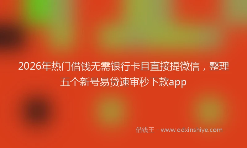 2026年热门借钱无需银行卡且直接提微信，整理五个新号易贷速审秒下款app