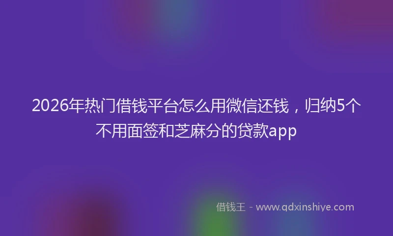 2026年热门借钱平台怎么用微信还钱，归纳5个不用面签和芝麻分的贷款app