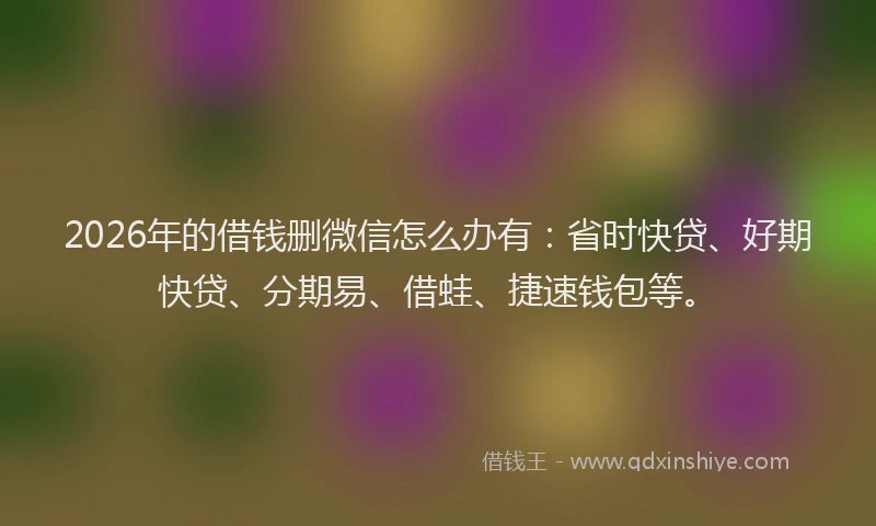 2026年的借钱删微信怎么办有：省时快贷、好期快贷、分期易、借蛙、捷速钱包等。