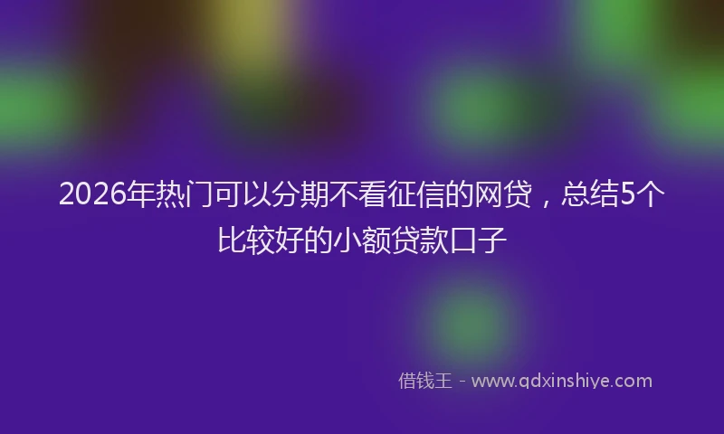 2026年热门可以分期不看征信的网贷，总结5个比较好的小额贷款口子