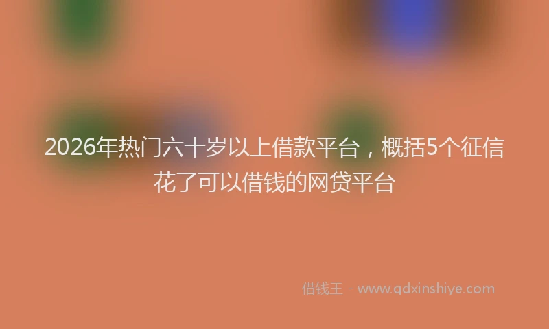 2026年热门六十岁以上借款平台，概括5个征信花了可以借钱的网贷平台