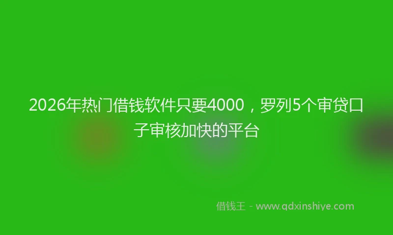 2026年热门借钱软件只要4000，罗列5个审贷口子审核加快的平台