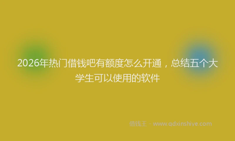 2026年热门借钱吧有额度怎么开通，总结五个大学生可以使用的软件