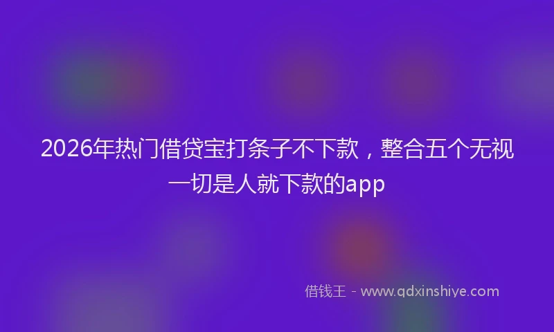2026年热门借贷宝打条子不下款，整合五个无视一切是人就下款的app