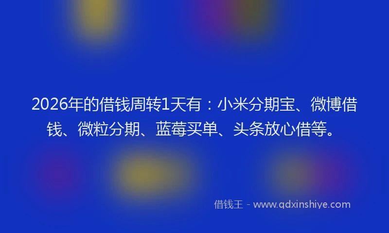 2026年的借钱周转1天有：小米分期宝、微博借钱、微粒分期、蓝莓买单、头条放心借等。