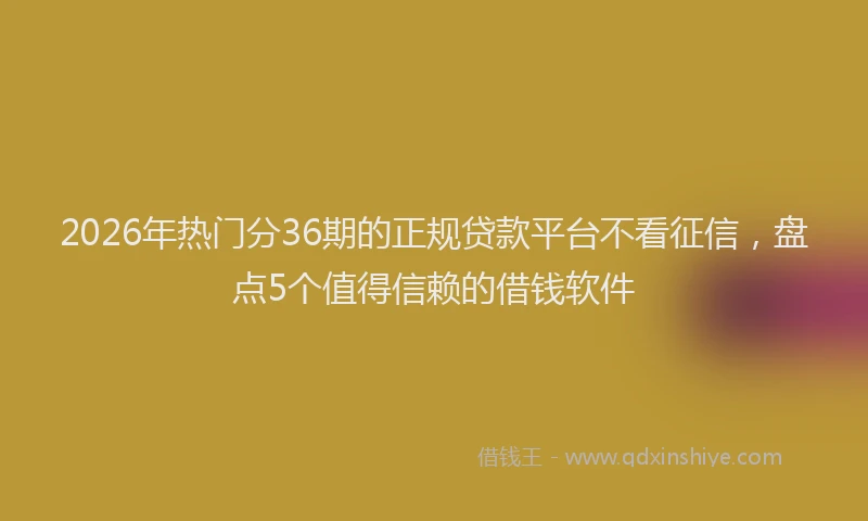 2026年热门分36期的正规贷款平台不看征信，盘点5个值得信赖的借钱软件