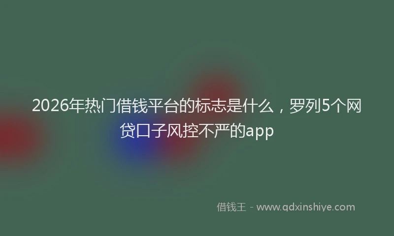 2026年热门借钱平台的标志是什么，罗列5个网贷口子风控不严的app