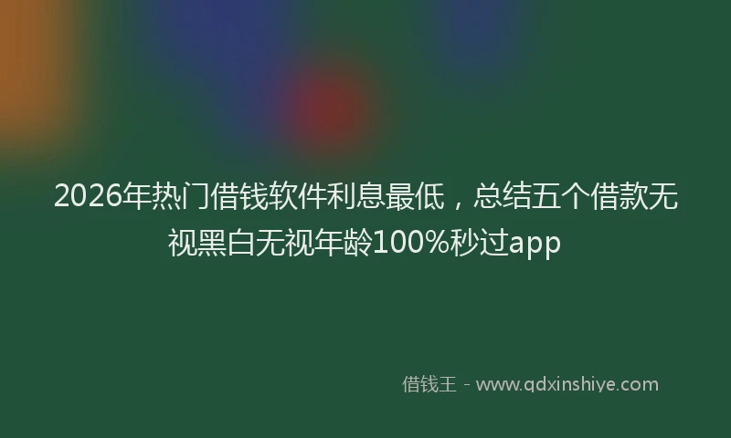 2026年热门借钱软件利息最低，总结五个借款无视黑白无视年龄100%秒过app