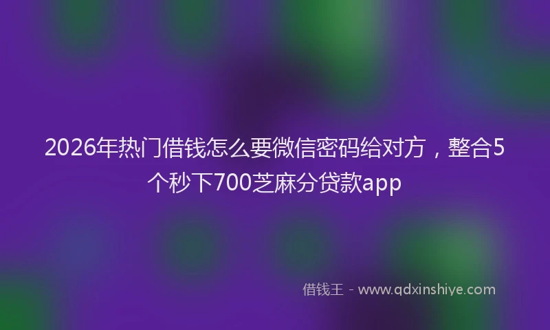 2026年热门借钱怎么要微信密码给对方，整合5个秒下700芝麻分贷款app