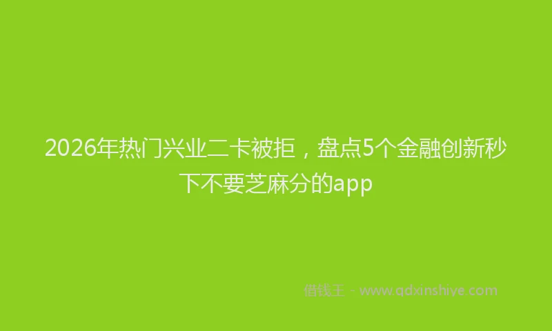 2026年热门兴业二卡被拒，盘点5个金融创新秒下不要芝麻分的app