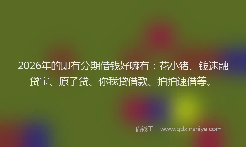 2026年的即有分期借钱好嘛有：花小猪、钱速融贷宝、原子贷、你我贷借款、拍拍速借等。