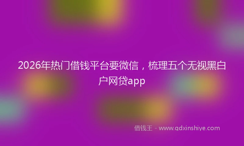 2026年热门借钱平台要微信，梳理五个无视黑白户网贷app