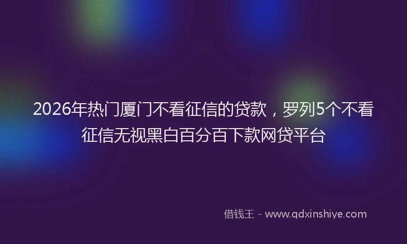2026年热门厦门不看征信的贷款，罗列5个不看征信无视黑白百分百下款网贷平台