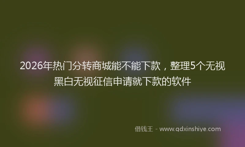 2026年热门分转商城能不能下款，整理5个无视黑白无视征信申请就下款的软件