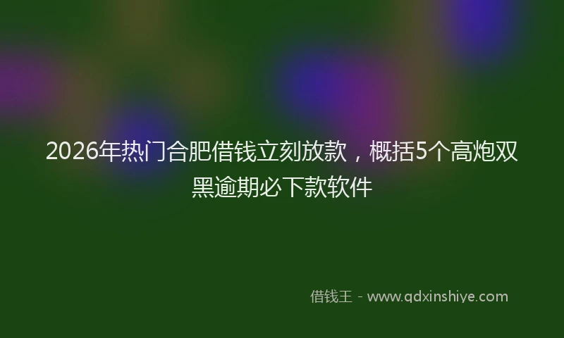 2026年热门合肥借钱立刻放款，概括5个高炮双黑逾期必下款软件
