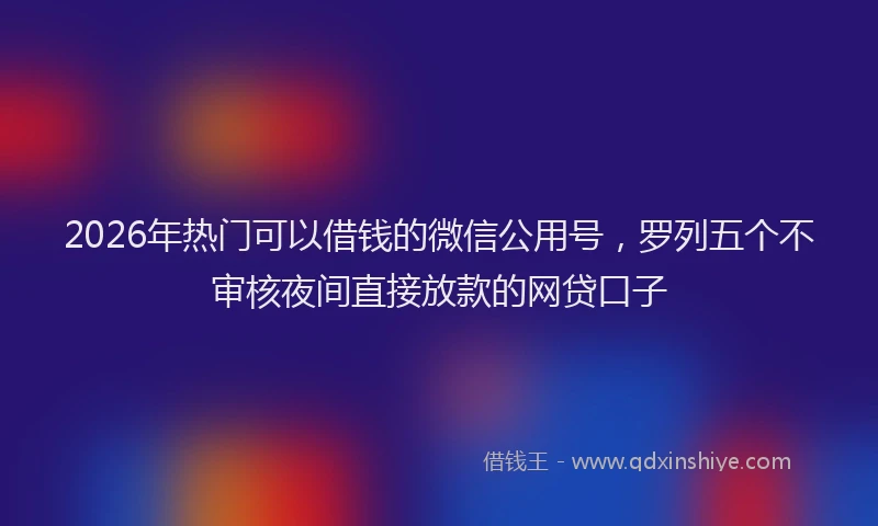 2026年热门可以借钱的微信公用号，罗列五个不审核夜间直接放款的网贷口子