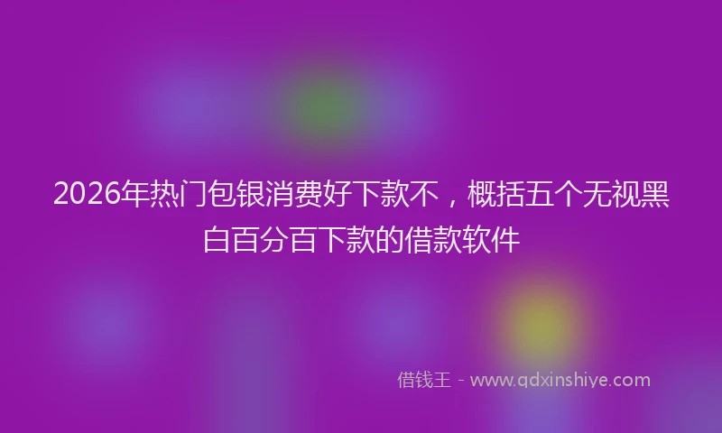 2026年热门包银消费好下款不，概括五个无视黑白百分百下款的借款软件